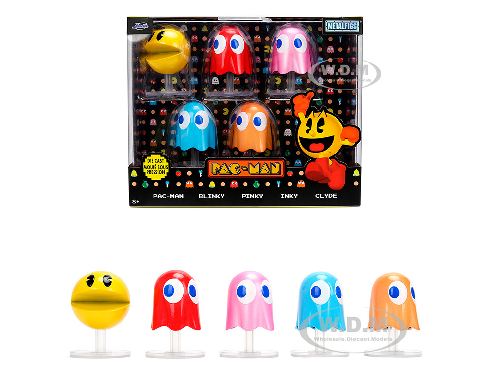 Set of 5 Diecast Figures "Pac-Man" (1980) Video Game "Metalfigs" Series Diecast Models by Jada diecast model
