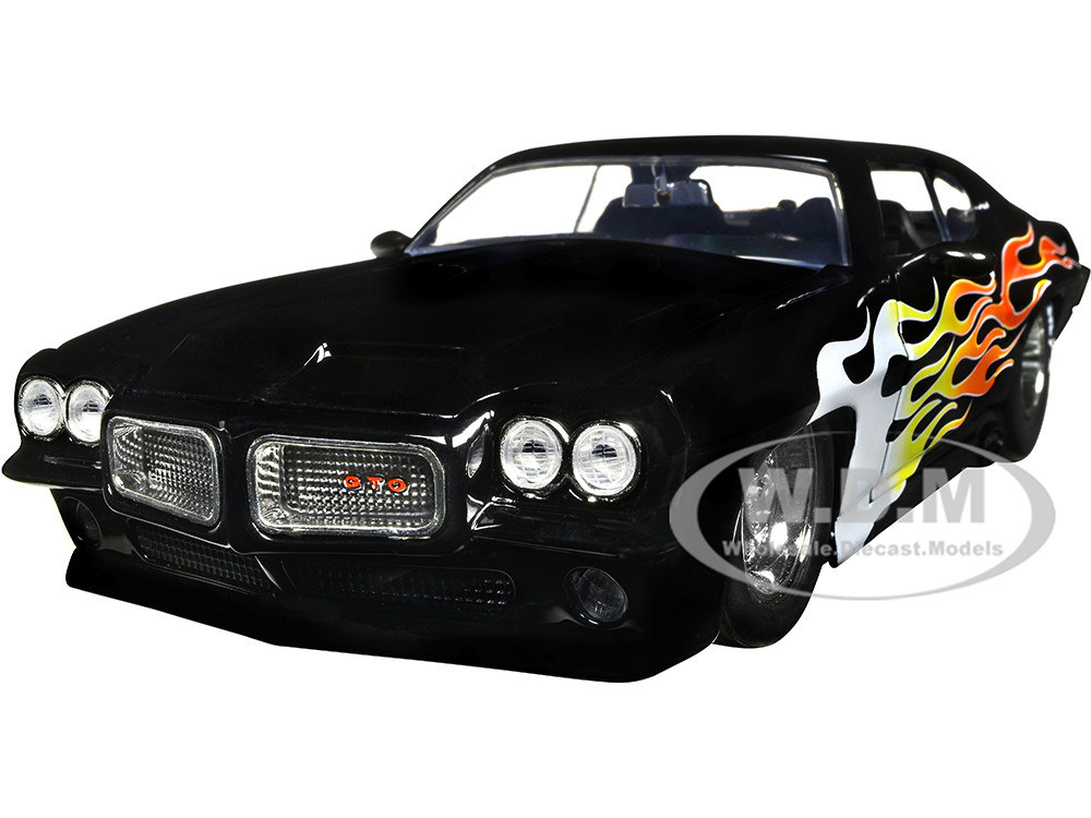 1971 Pontiac GTO Black with Flame Graphics "Bigtime Muscle" Series 1/24 Diecast Model Car by Jada diecast model