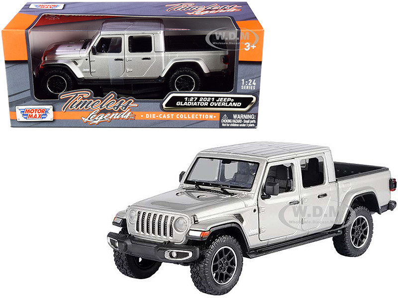 2021 Jeep Gladiator Overland (Closed Top) Pickup Truck Silver Metallic 1/24-1/27 Diecast Model Car by Motormax diecast model