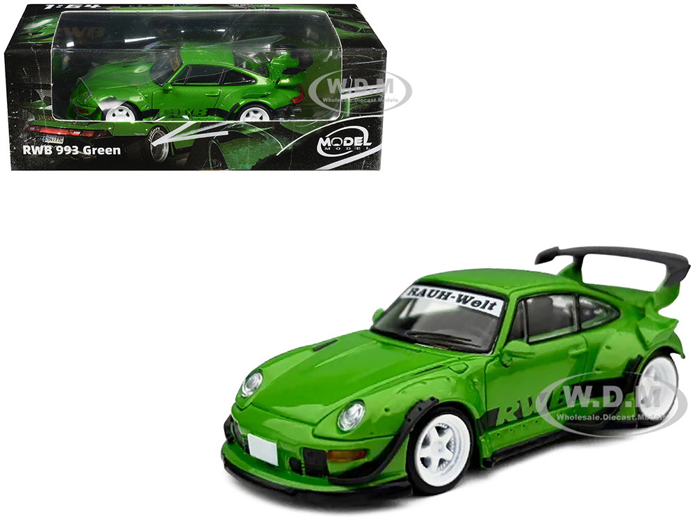 RWB 993 Green with Black Stripes 1/64 Diecast Model Car by Model Model diecast model