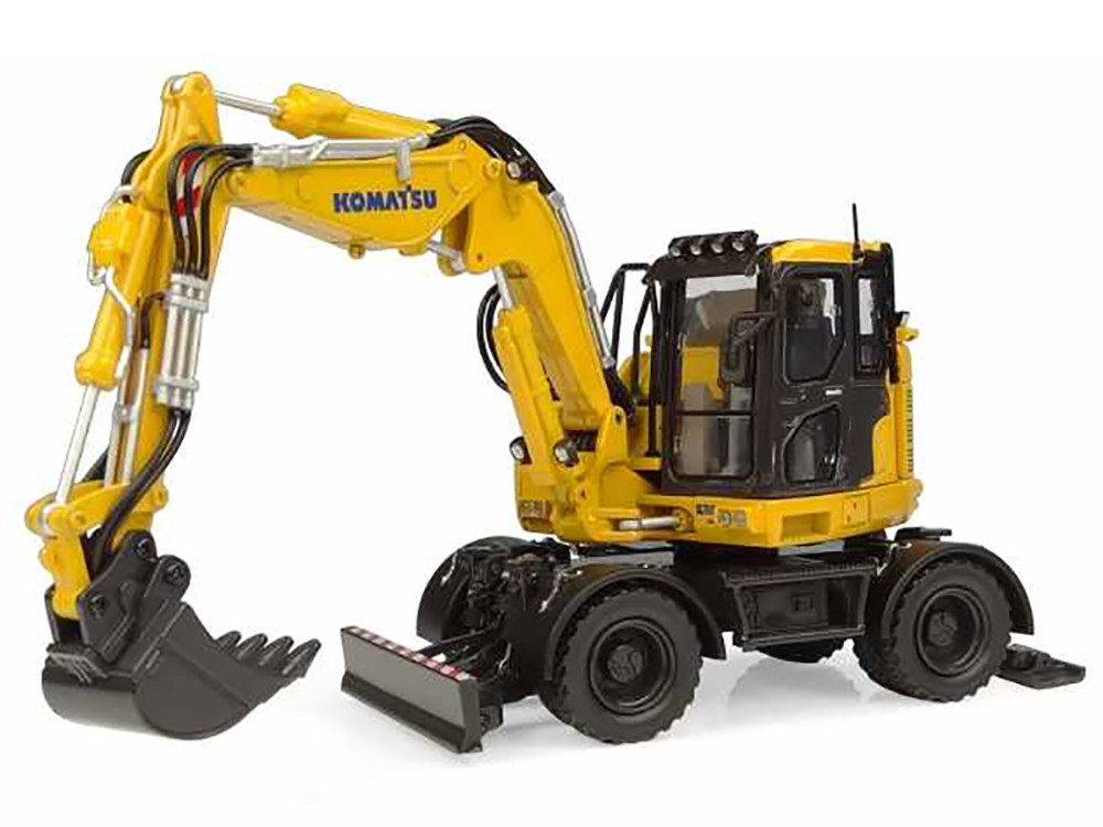 Komatsu PW138MR-11 Wheeled Excavator Yellow 1/32 Diecast Model by Universal Hobbies diecast model