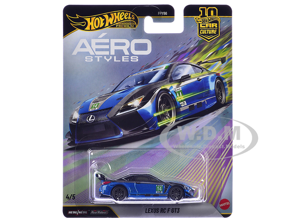 Lexus RC F GT3 #14 Blue Metallic "Aero Styles" Series Diecast Model Car by Hot Wheels diecast model