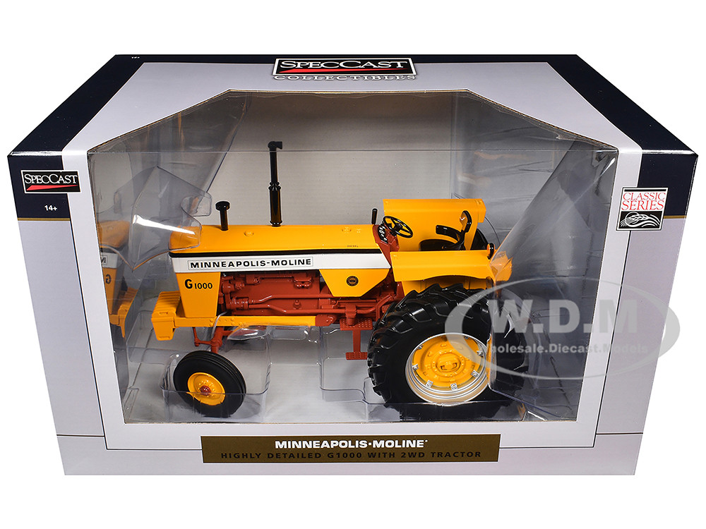 Minneapolis Moline G1000 Open Station 2WD Tractor Yellow with Brown Frame "Classic Series" 1/16 Diecast Model by SpecCast diecast model