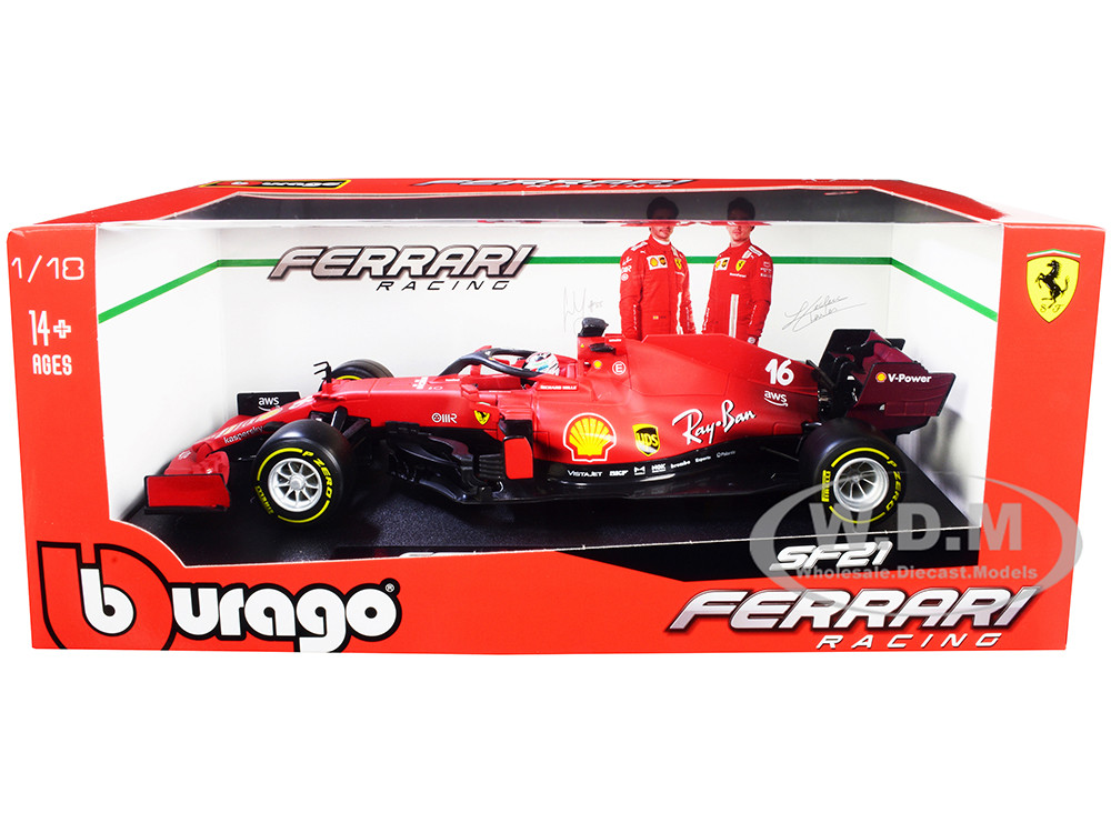 Ferrari SF21 #16 Charles Leclerc Formula One F1 Car "Ferrari Racing" Series 1/18 Diecast Model Car by Bburago diecast model