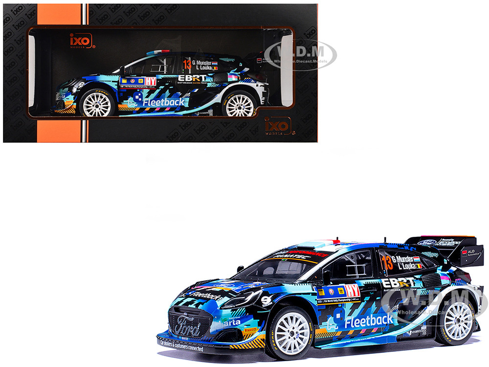 Ford Puma Rally1 #13 Gregoire Munster - Louis Louka "Central European Rally" (2023) 1/18 Diecast Model Car by IXO Models diecast model