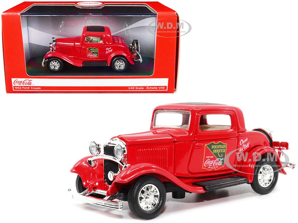 1932 Ford Coupe "Coca-Cola" Red with Black Top 1/43 Diecast Model Car by Motor City Classics diecast model