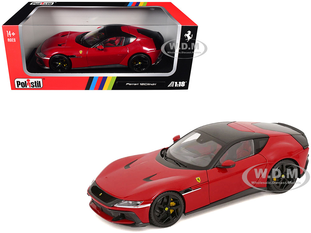 2024 Ferrari 12Cilindri Rosso Corsa Red with Black Top 1/18 Diecast Model Car by Polistil diecast model