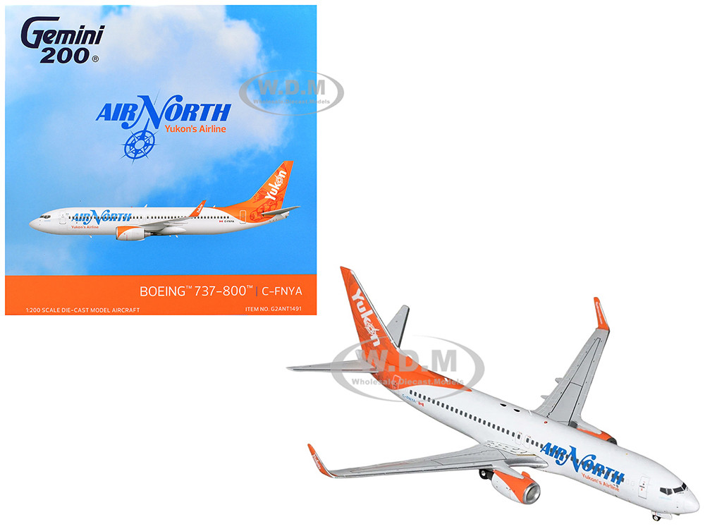 Boeing 737-800 Commercial Aircraft "Air North" (C-FNYA) White with Orange Tail "Gemini 200" Series 1/200 Diecast Model Airplane by GeminiJets diecast model