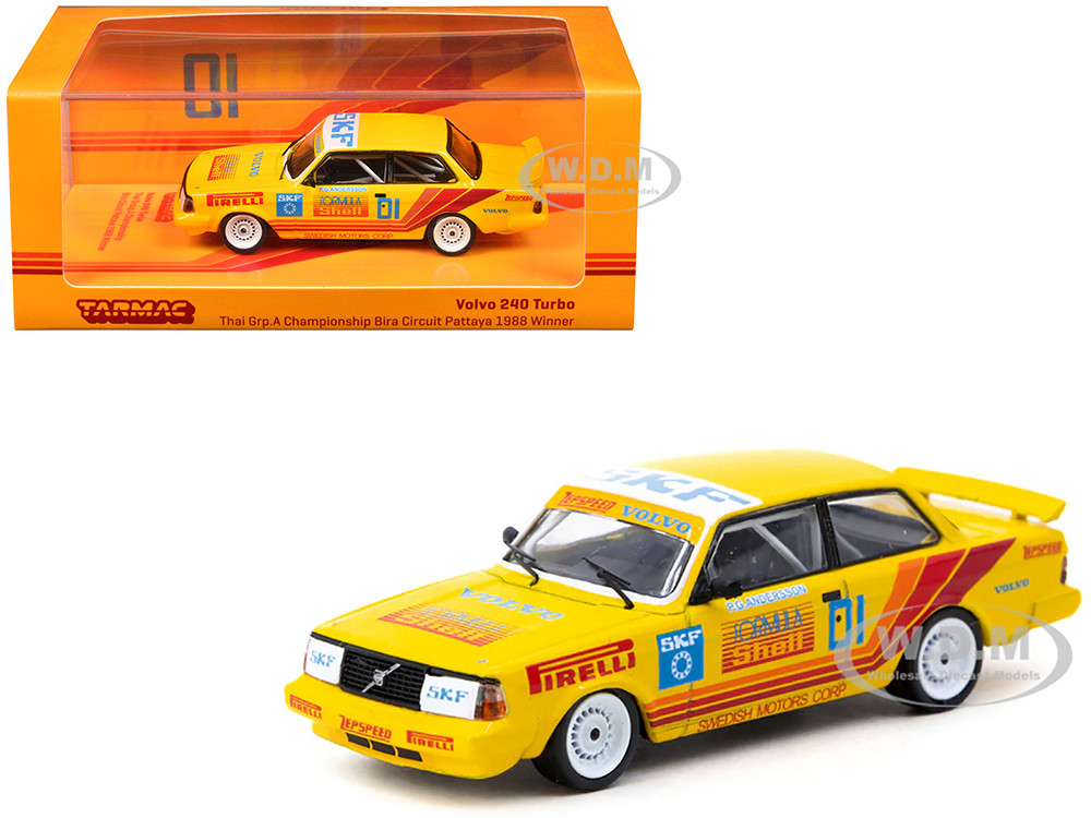 Volvo 240 Turbo #01 Per-Gunnar Andersson Winner "Thai Group A Championship Bira Circuit Pattaya" (1988) "Hobby64" Series 1/64 Diecast Model Car by Tarmac Works diecast model
