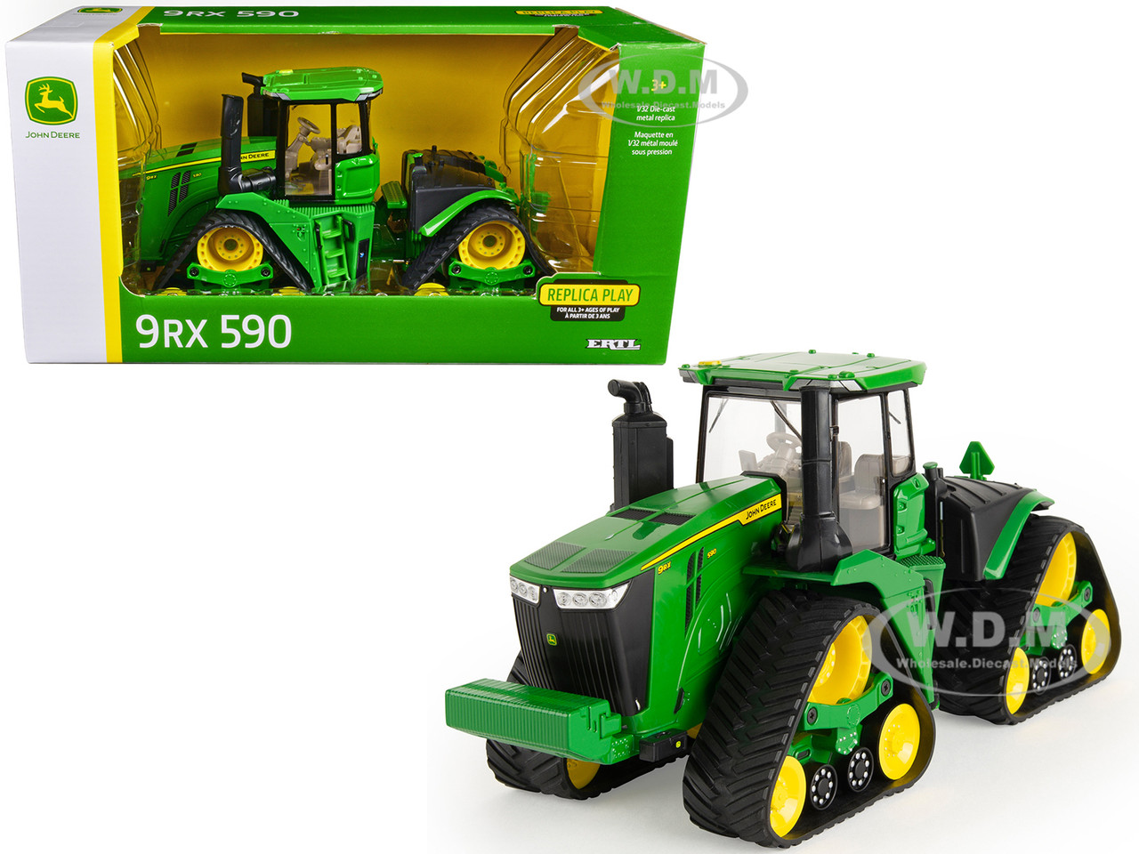 John Deere 9RX 590 Tractor with Tracks Green "Replica Play" Series 1/32 Diecast Model by ERTL TOMY diecast model