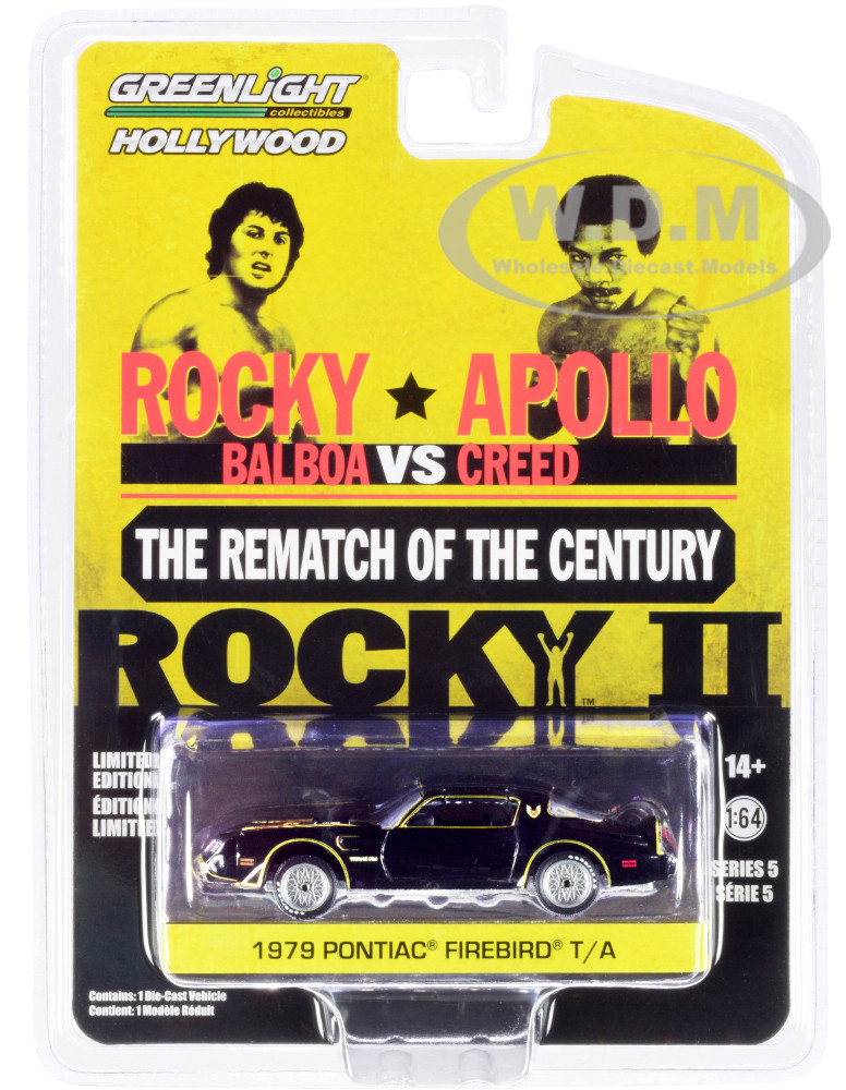 1979 Pontiac Firebird Trans Am T/A Black with Hood Bird "Rocky II" (1979) Movie "Hollywood Series" Release 5 1/64 Diecast Model Car by Greenlight diecast model