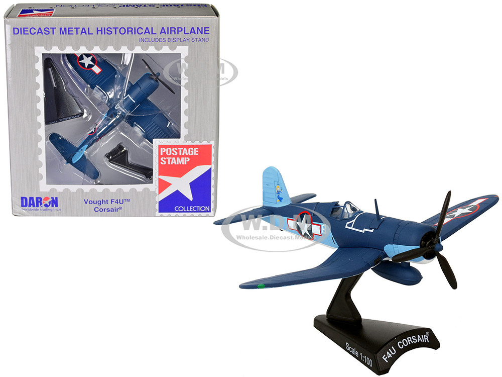 Vought F4U Corsair Fighter Aircraft "VMF-422, First Lieutenant Robert 'Cowboy' Stout" United States Navy 1/100 Diecast Model Airplane by Postage Stamp diecast model
