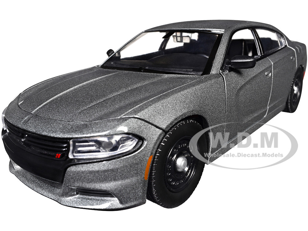 2023 Dodge Charger Pursuit Police Car Gray Metallic "Custom Builder's Kit - Law Enforcement and Public Service" Series 1/24 Diecast Model Car by Motormax diecast model