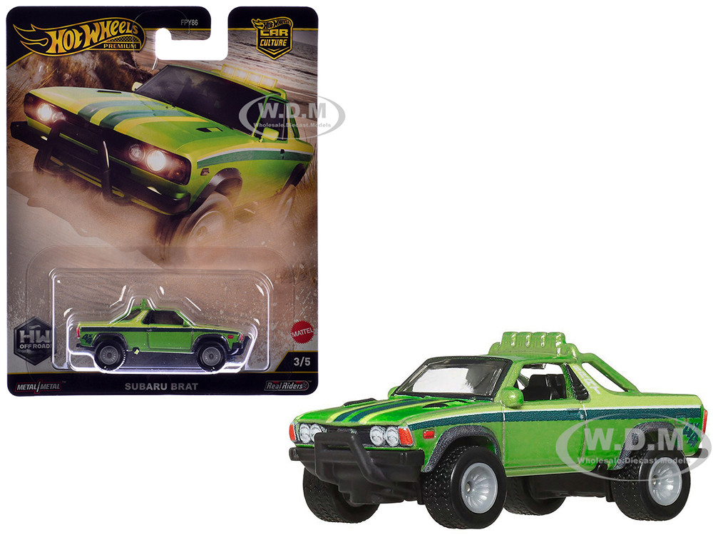 Subaru BRAT Utility Truck Green Metallic with Stripes "HW Off Road" Series Diecast Model Car by Hot Wheels diecast model