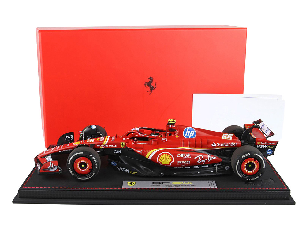 Ferrari SF-24 #55 Carlos Sainz 3rd Place Formula One F1 "Monaco GP" (2024) Limited Edition to 50 pieces Worldwide 1/18 Diecast Model Car by BBR diecast model