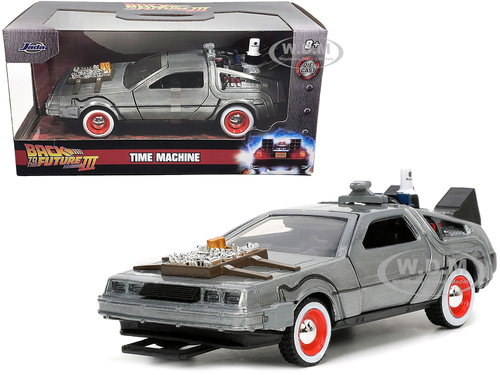 DeLorean DMC (Time Machine) Brushed Metal "Back to the Future Part III" (1990) Movie "Hollywood Rides" Series 1/32 Diecast Model Car by Jada diecast model