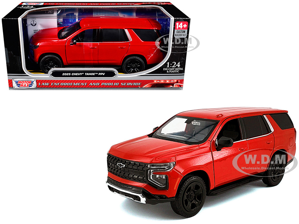 2025 Chevrolet Tahoe PPV Red "Custom Builder's Kit - Law Enforcement and Public Service" Series 1/24 Diecast Model Car by Motormax diecast model