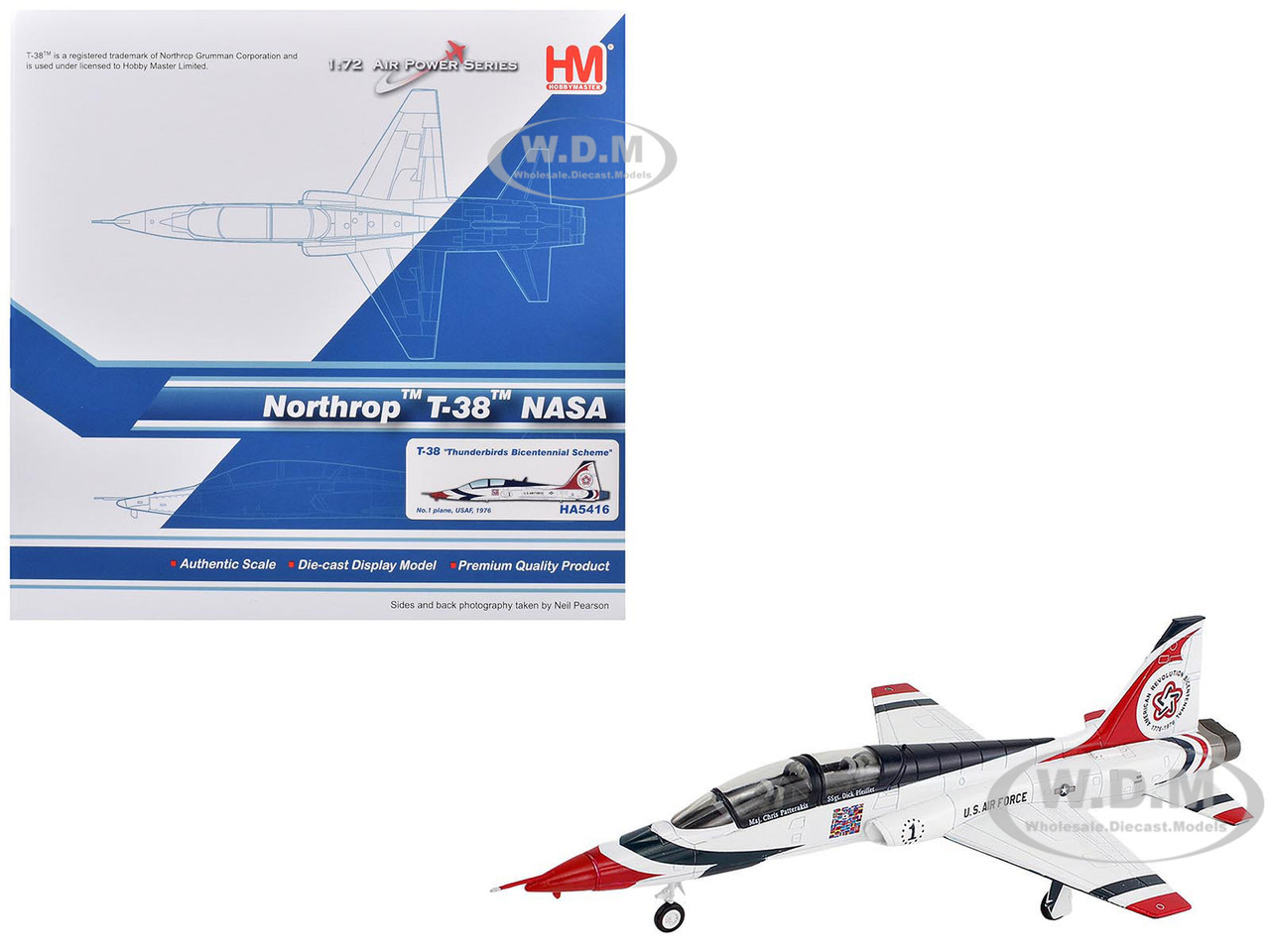 Northrop T-38 NASA Aircraft "#1, Thunderbirds Bicentennial Scheme" (1976) United States Air Force "Air Power Series" 1/72 Diecast Model by Hobby Master diecast model