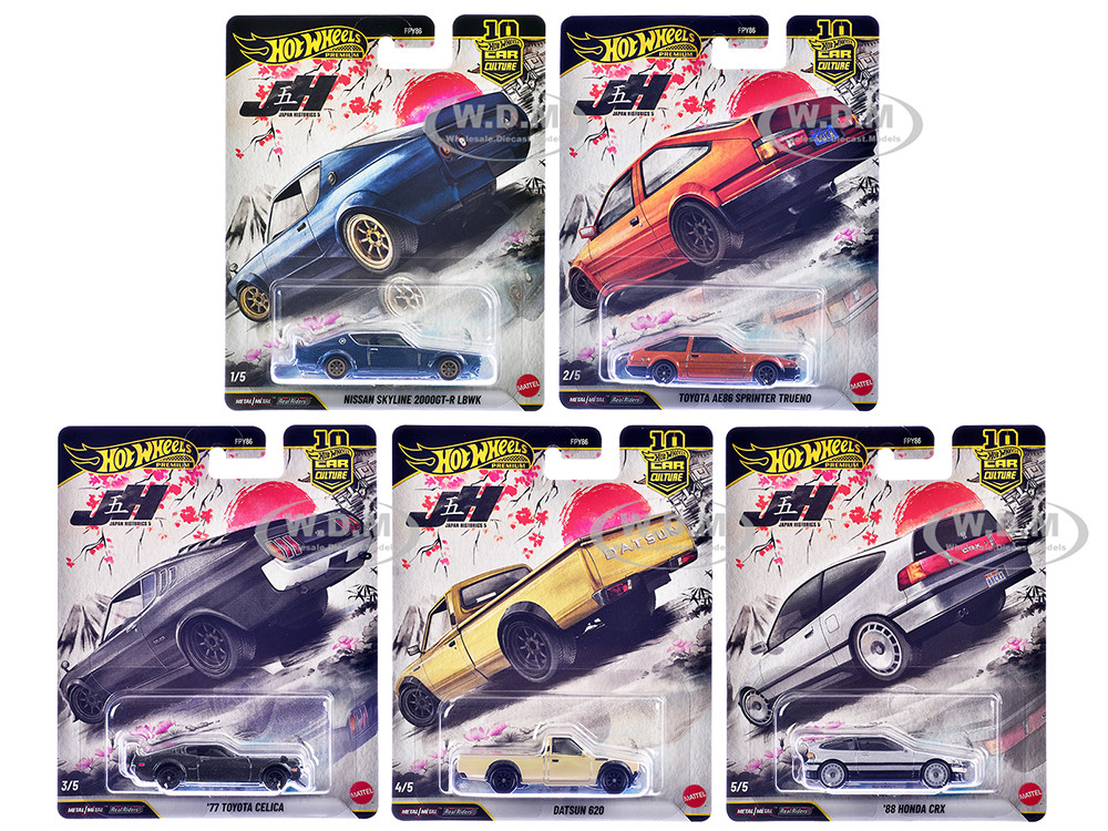 "Japan Historics 5" 5 piece Set "Car Culture 10th Anniversary" 2025 Series P Diecast Model Cars by Hot Wheels diecast model