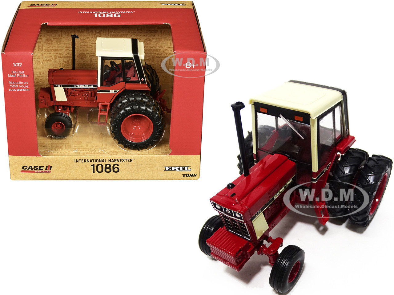 International Harvester 1086 Tractor Red with Cream Top and Dual Wheels "Case IH Agriculture" Series 1/32 Diecast Model by ERTL TOMY diecast model