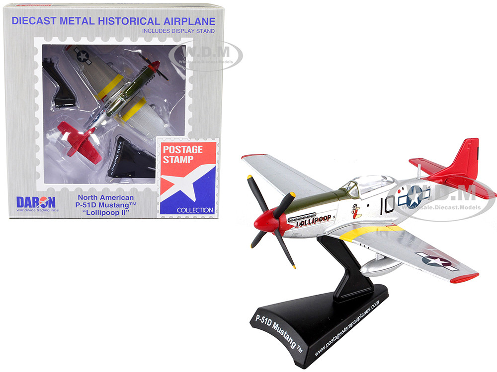 North American P-51D Mustang Fighter Aircraft #10 "Tuskegee" "Lollipoop" United States Army Air Force 1/100 Diecast Model Airplane by Postage Stamp diecast model