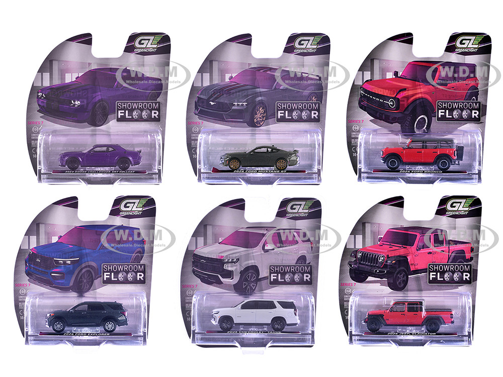 "Showroom Floor" Series 7 Set of 6 Cars 1/64 Diecast Model Cars by Greenlight diecast model
