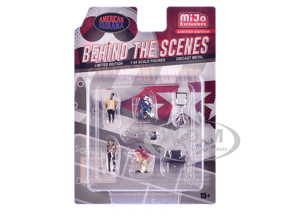 "Behind The Scenes" 7 piece (4 People, 3 Accessories) Diecast Figures Set 1/64 Scale Models by American Diorama diecast model