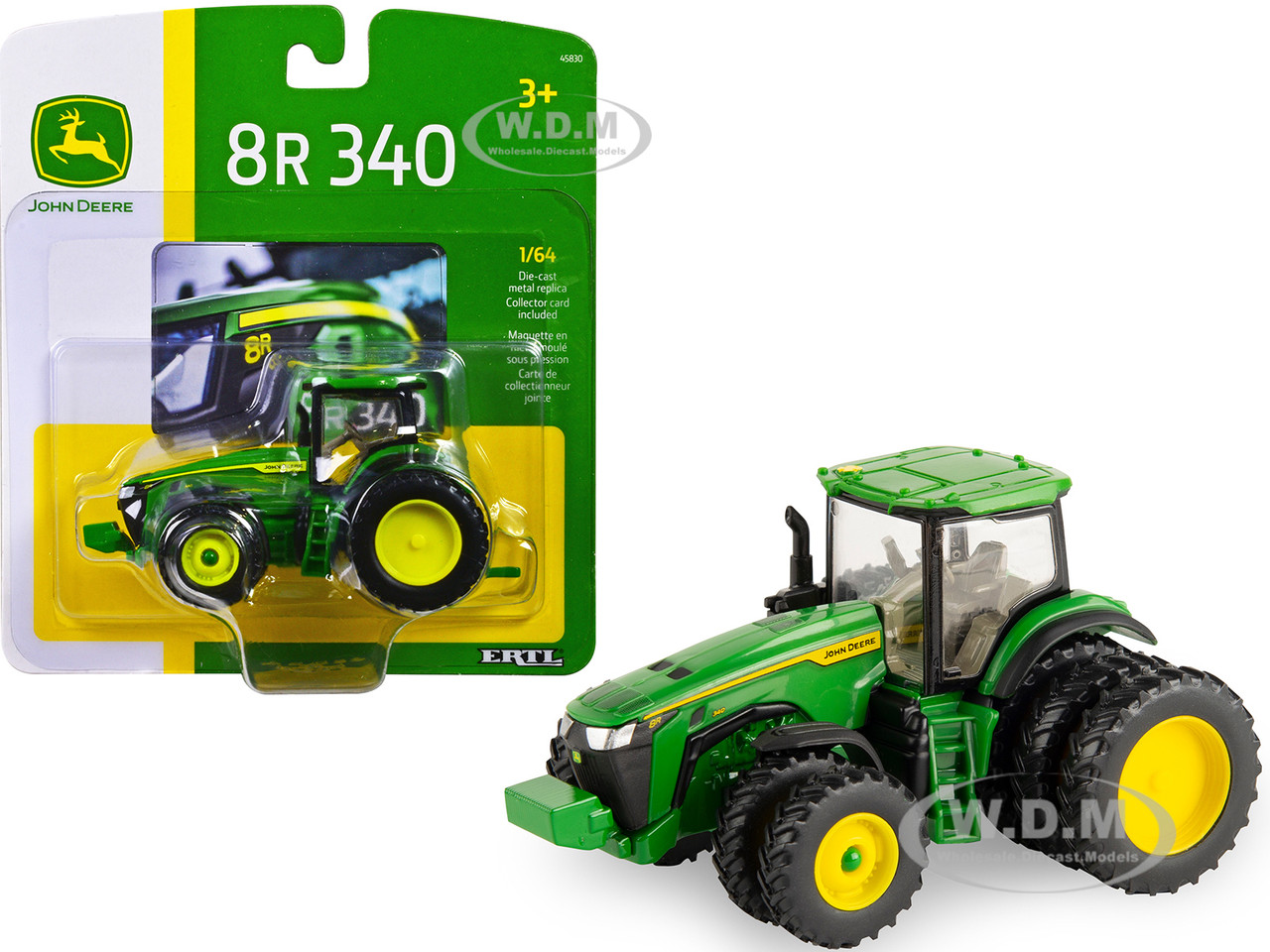 John Deere 8R 340 Tractor with Dual Wheels Green 1/64 Diecast Model by ERTL TOMY diecast model