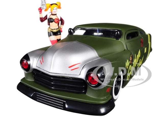 1951 Mercury Matt Green with Harley Quinn Diecast Figurine "DC Comics Bombshells" Series 1/24 Diecast Model Car by Jada diecast model