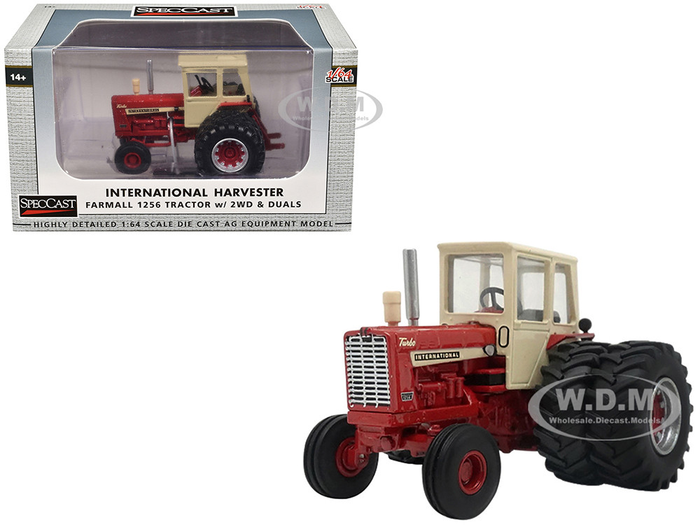 International Harvester Farmall 1256 2WD Tractor with Dual Wheels Red with Cream Cab 1/64 Diecast Model by SpecCast diecast model