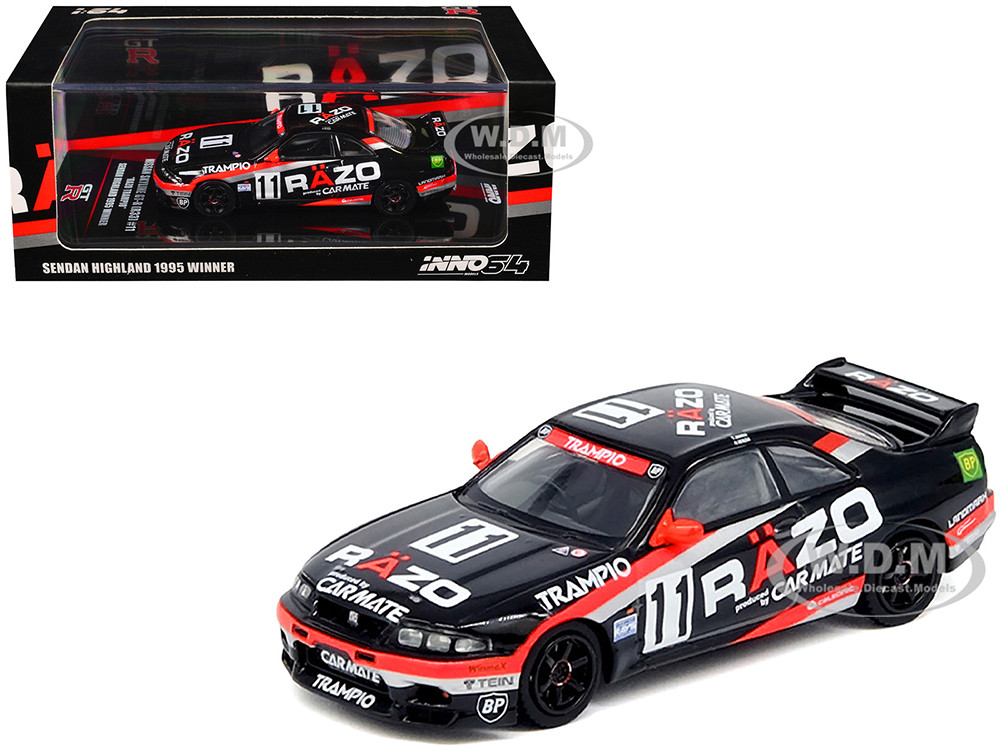 Nissan Skyline GT-R (R33) RHD (Right Hand Drive) #11 "Razo Trampio" N1 Super Endurance Series "Sedan Highland" (1995) 1/64 Diecast Model Car by Inno Models diecast model