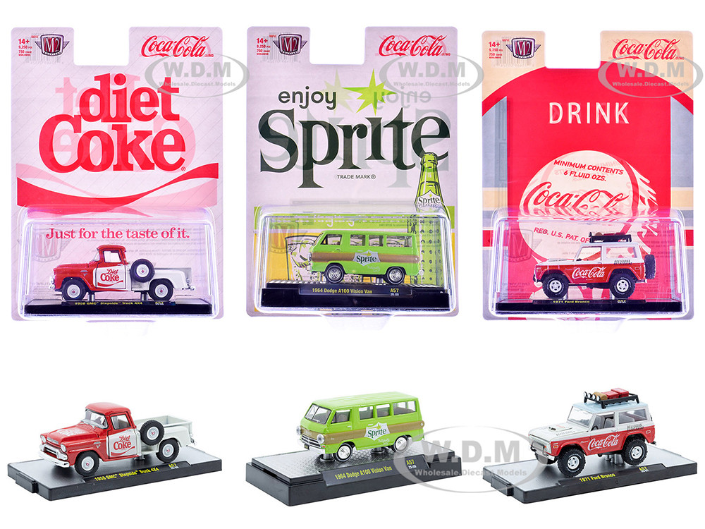 "Sodas" Set of 3 pieces Release 57 Limited Edition to 10000 pieces Worldwide 1/64 Diecast Model Cars by M2 Machines diecast model