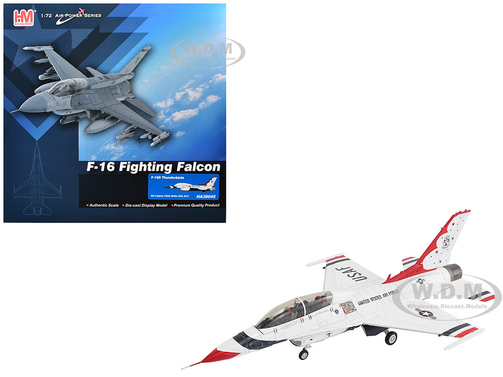 Lockheed F-16D Fighting Falcon Fighter Aircraft "No.7, Thunderbirds, Nellis Air Force Base" (2017) United States Air Force "Air Power Series" 1/72 Diecast Model by Hobby Master diecast model