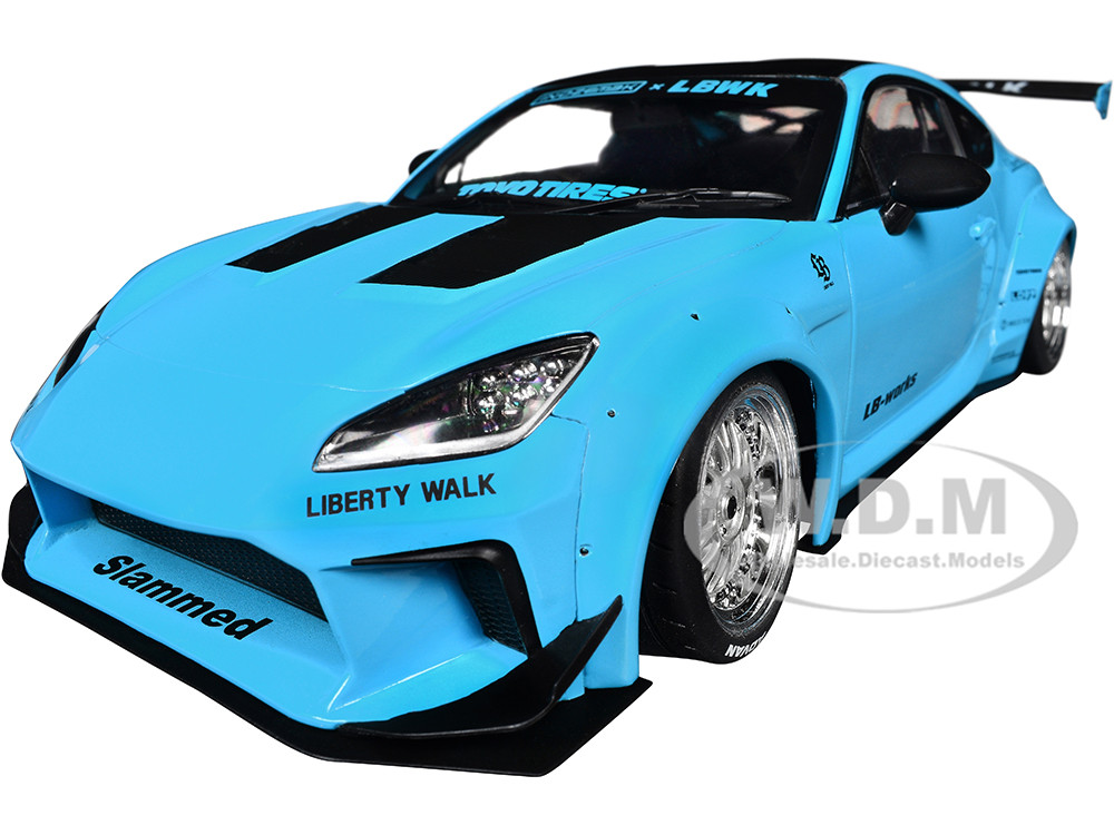 2024 Toyota GR86 LBWK Body Kit RHD (Right Hand Drive) Baby Blue with Black Top 1/18 Diecast Model Car by Solido diecast model