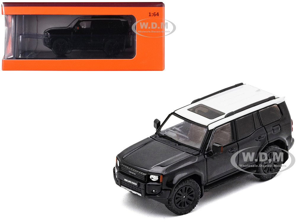 Toyota Land Cruiser Prado 250 Black with White Top 1/64 Diecast Model Car by GCD diecast model