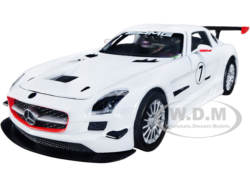 Mercedes-Benz SLS AMG GT3 #7 White "GT Racing" Series 1/24 Diecast Model Car by Motormax diecast model