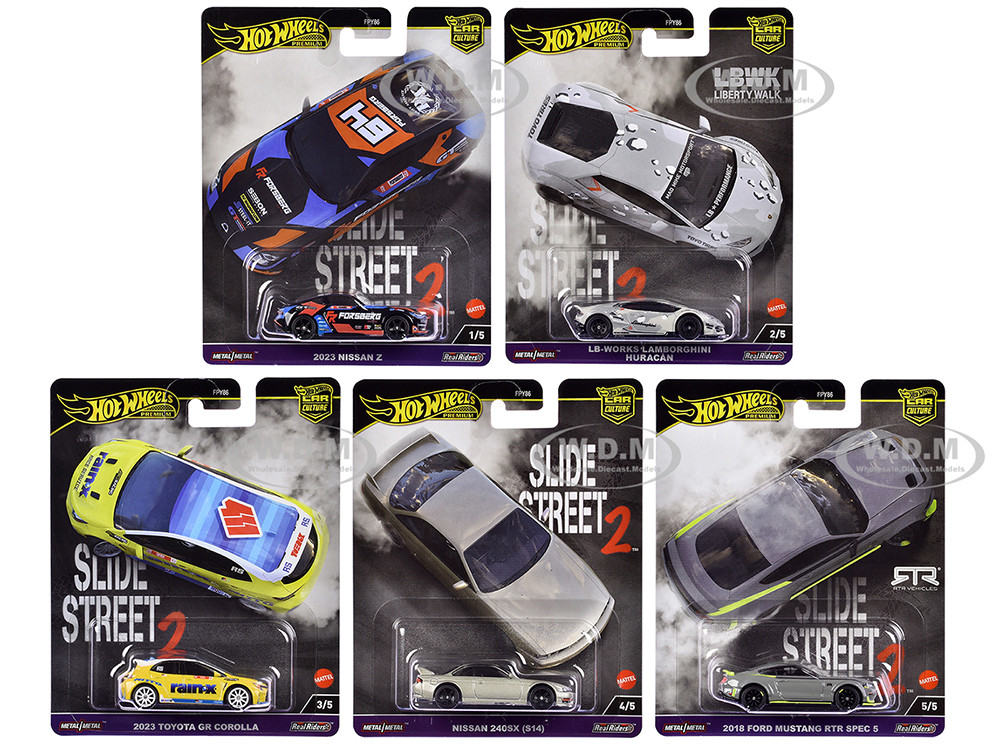 "Slide Street 2" 5 piece Set "Car Culture" 2024 Series H Diecast Model Cars by Hot Wheels diecast model