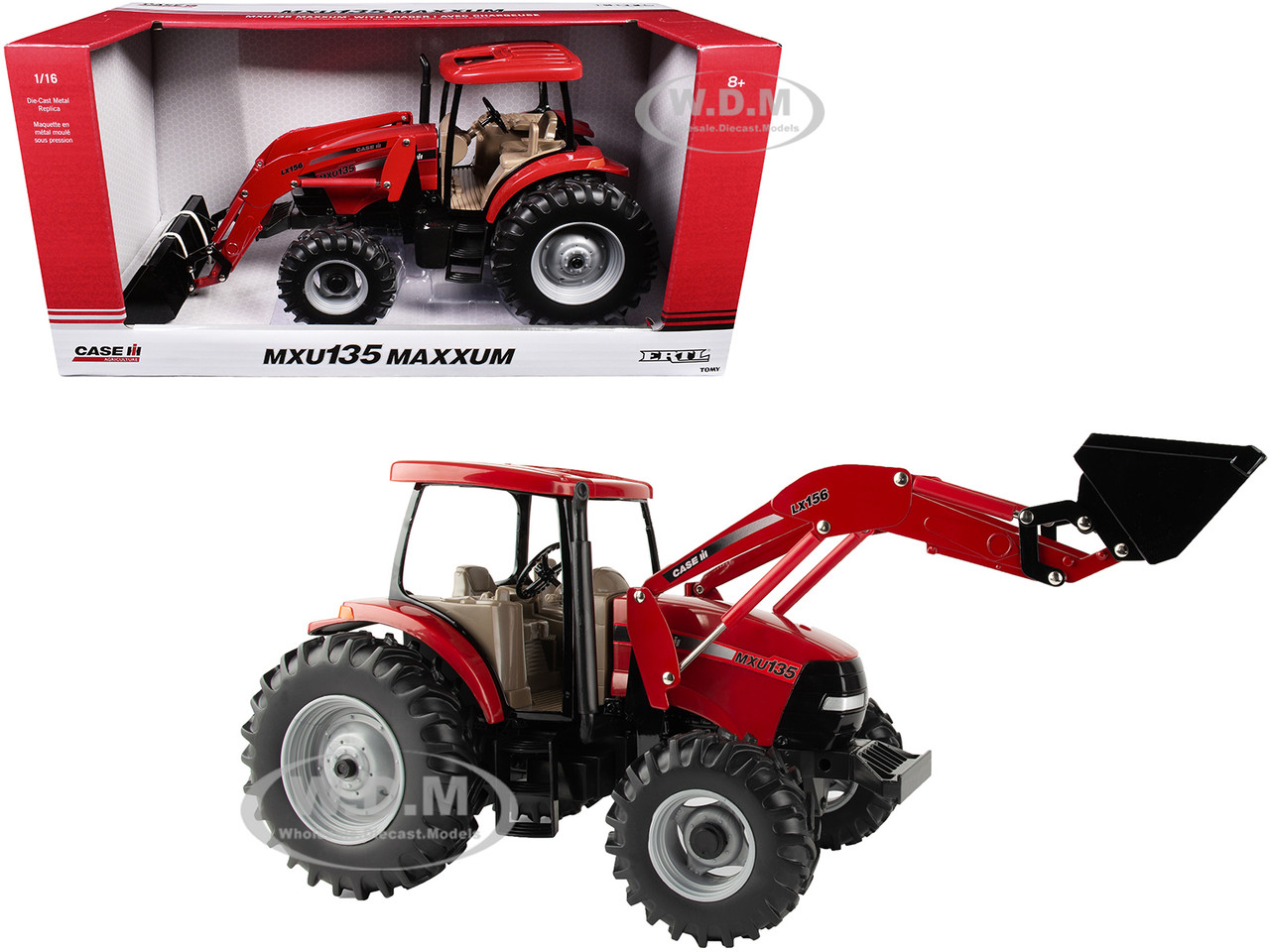 Case IH MXU135 Maxxum Tractor with LX156 Loader Red "Case IH Agriculture" Series 1/16 Diecast Model by ERTL TOMY diecast model