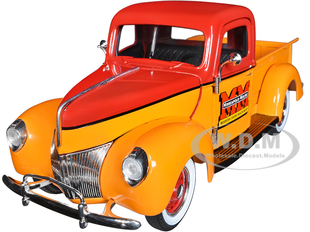 1940 Ford Pickup Truck "Minneapolis Moline" Orange and Red with Black Stripes 1/25 Diecast Model Car by SpecCast diecast model