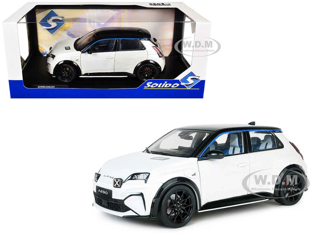 2024 Alpine A290 GTS White Metallic with Black Top 1/18 Diecast Model Car by Solido diecast model
