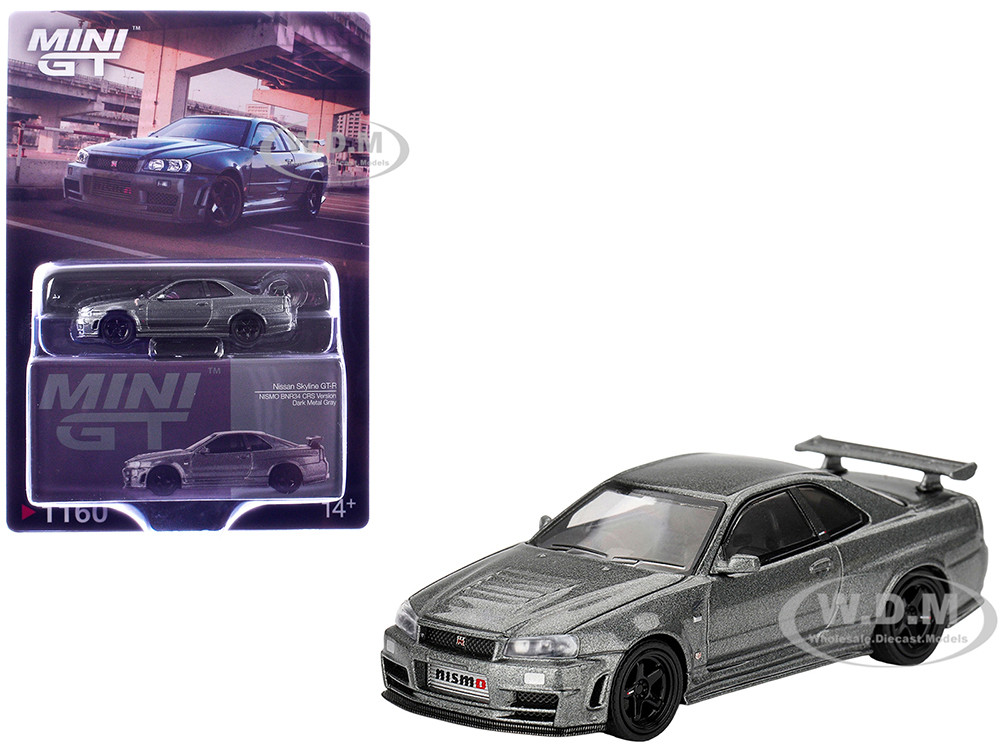 Nissan Skyline GT-R (NISMO BNR34 CRS Version) RHD (Right Hand Drive) Dark Metal Gray Metallic Limited Edition 1/64 Diecast Model Car by Mini GT diecast model