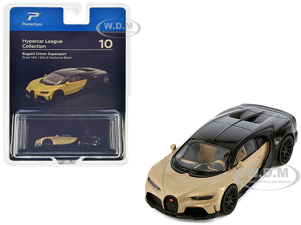 Bugatti Chiron Supersport Silk Gold Metallic and Nocturne Black "Hypercar League Collection" 1/64 Diecast Model Car by PosterCars diecast model