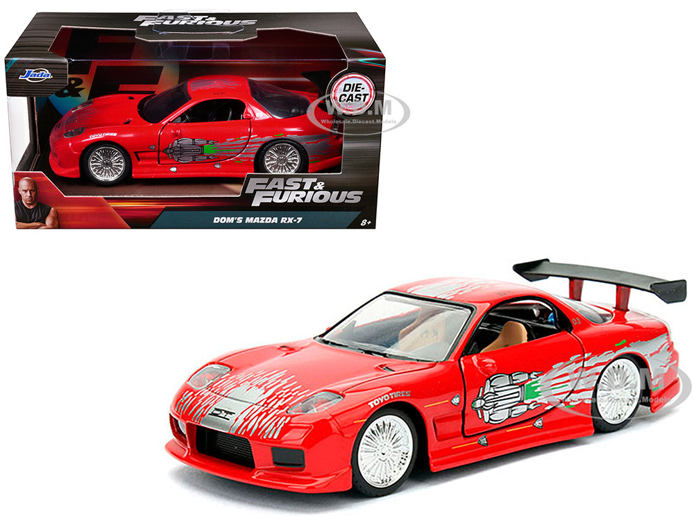 Dom's Mazda RX-7 Red with Graphics "Fast & Furious" Movie 1/32 Diecast Model Car by Jada diecast model