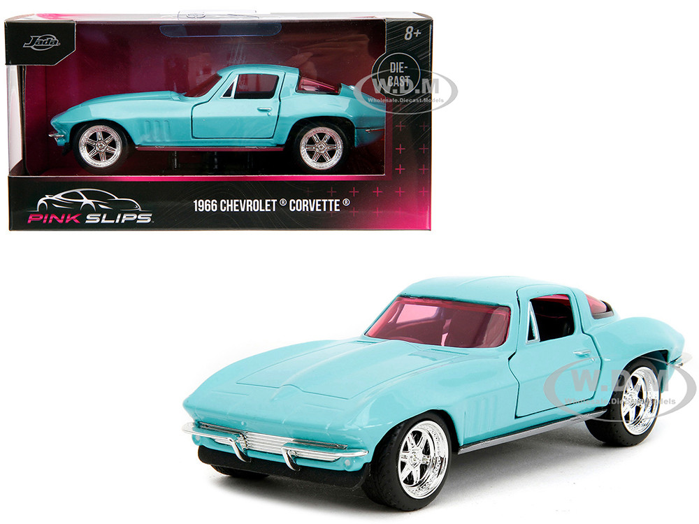 1966 Chevrolet Corvette Light Blue with Pink Tinted Windows "Pink Slips" Series 1/32 Diecast Model Car by Jada diecast model