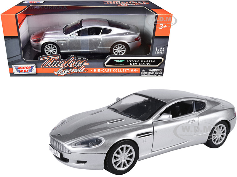 Aston Martin DB9 Coupe Silver Metallic "Timeless Legends" 1/24 Diecast Model Car by Motormax diecast model
