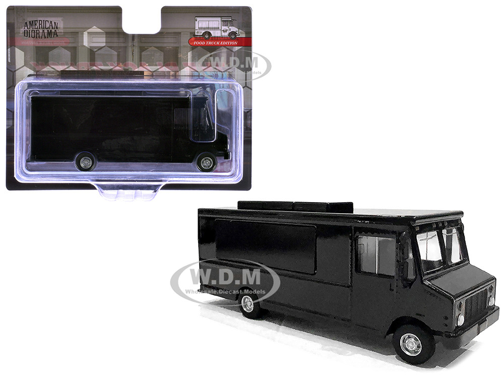 Food Truck Plain Black 1/64 Diecast Model by American Diorama diecast model