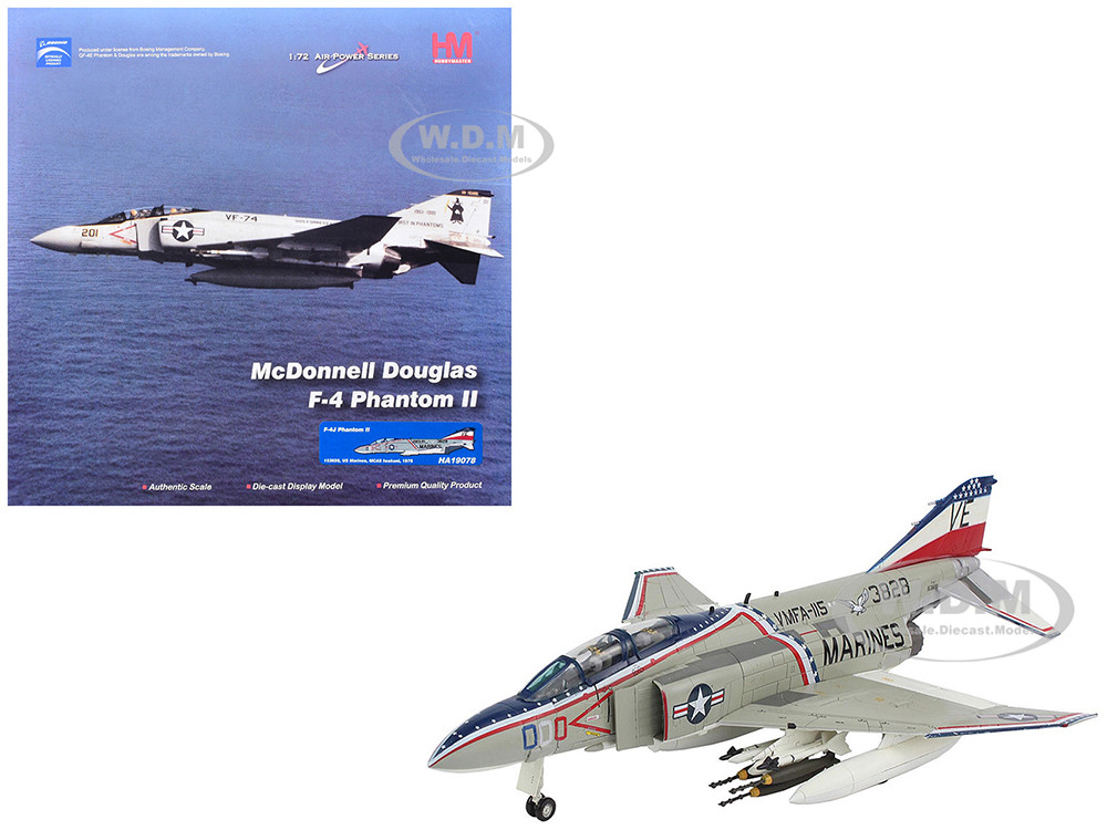 McDonnell Douglas F-4J Phantom II Fighter-Bomber Aircraft "153828, MCAS Iwakuni, Japan" (1976) United States Marine Corps "Air Power Series" 1/72 Diecast Model by Hobby Master diecast model