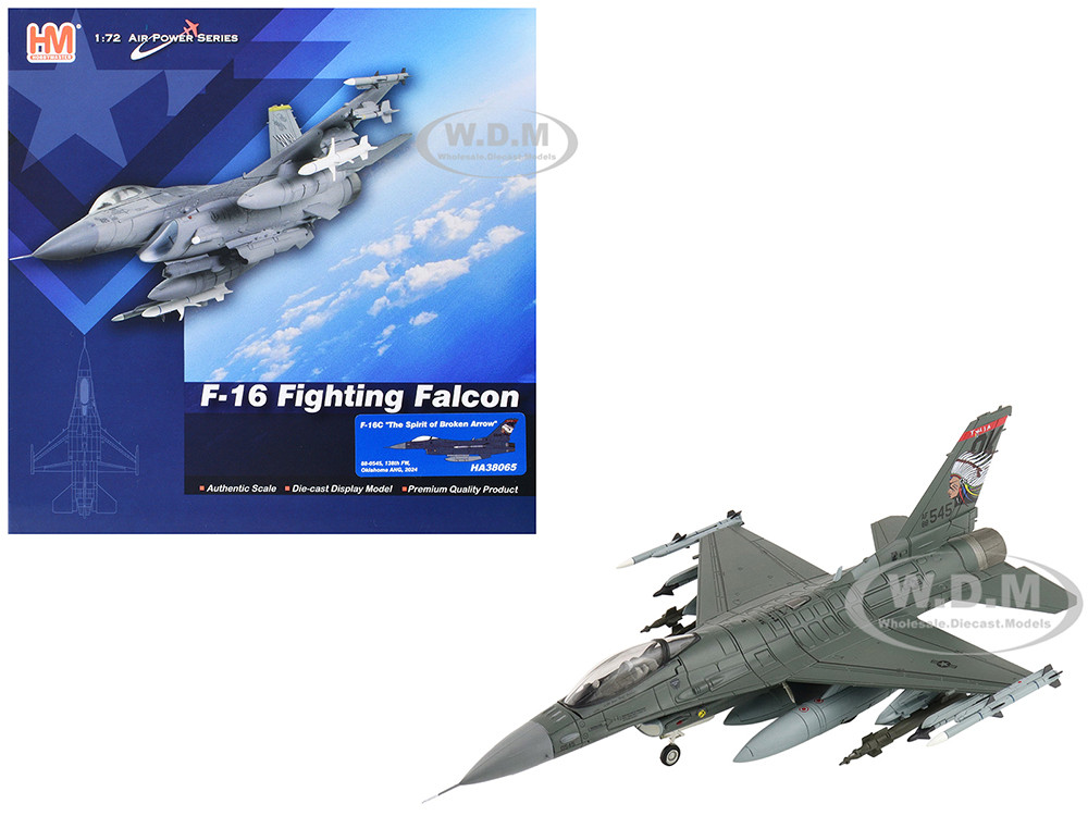 Lockheed F-16C Fighting Falcon Fighter Aircraft "88-0545, 138th Fighter Wing, Oklahoma Air National Guard" (2024) United States Air Force "Air Power Series" 1/72 Diecast Model by Hobby Master diecast model