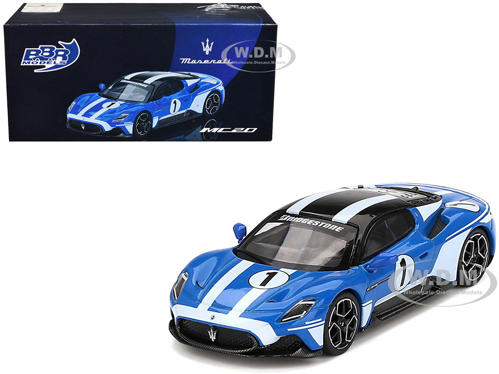 Maserati MC20 #1 Blue with White Stripes and Black Top "Maserati Performance Experience" 1/64 Diecast Model Car by BBR diecast model
