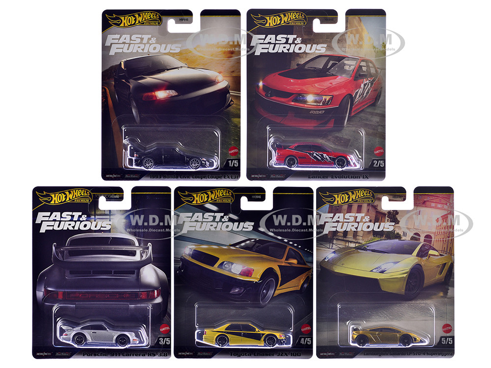 "Fast & Furious" 2025 5 piece Set M Diecast Model Cars by Hot Wheels diecast model